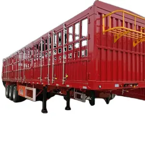 Large capacity tri axis Cargo Livestock Sugar Cane Stake Fence Semi Truck Trailer For Sale vegetables fencing semitrailer