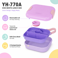 Boîte à lunch pour enfants en plastique sans BPA, résistante aux micro-ondes, étanche, avec un ensemble de couverts, boîte à lunch bento de dessin animé pour les élèves