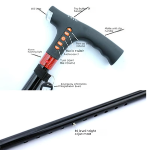 Bâton de marche à main Portable antidérapant 4 sections cannes réglables pour la marche randonnée canne pliante en alliage d'aluminium pour les personnes âgées - Product Image 2