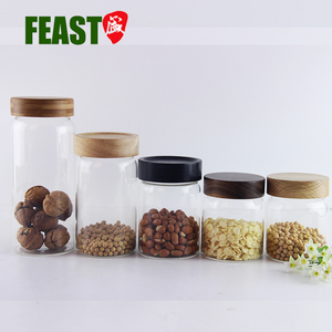 Tarros de almacenamiento de vidrio, tapa de madera, hermética, venta al por mayor - Product Image 3