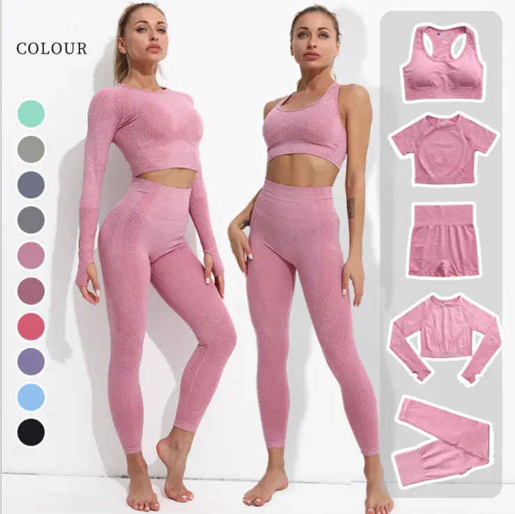 Mulheres ginásio topo colheita com leggings yoga terno legging conjuntos conjuntos de treino de fitness personalizado seamless yoga sportswear aptidão das mulheres