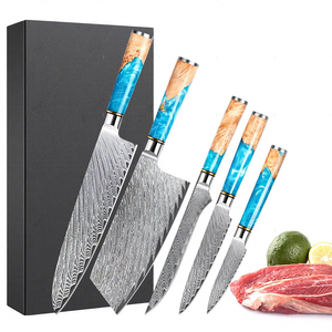 Ensemble de couteaux de cuisine IOKO 5 pièces avec manche en résine et bois de burlwood, couteau de <span class=keywords><strong>boucher</strong></span>, couteau Damas 67 couches, style japonais - Product Image 1