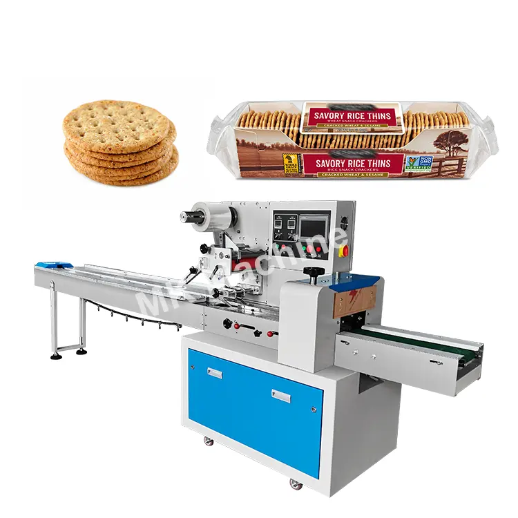 Горизонтальная упаковочная машина для шоколадного печенья, автоматическая упаковочная машина для цельнозерновых кунжутных крекеров