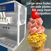 Machine à glace molle de table 2+1 saveurs mixtes, double compresseur, 50L/H, pour petites entreprises