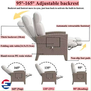 Sillón <span class=keywords><strong>Reclinable</strong></span> Moderno de Ratán para Jardín, <span class=keywords><strong>Terraza</strong></span>, Patio y Balcón, Origen China - Product Image 4
