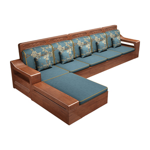 Muebles de Sala de Estar Modernos de Color Personalizado, Sofá de <span class=keywords><strong>Esquina</strong></span> de Cuero con Estructura de Madera Maciza <span class=keywords><strong>en</strong></span> Forma de L, Sofá de Lujo para Sala de Estar con Gabinete - Product Image 2