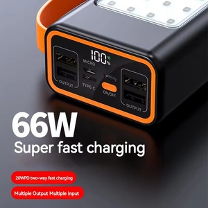 Nouvelle batterie externe grande capacité 70000mAh avec lumière LED extérieure, charge rapide PD 66W, Micro USB + Type-C, chargeur rapide 4 ports USB 2-en-1 - Product Image 2