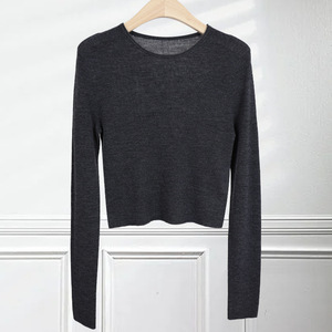 Top corto senza cuciture e maglia con fondo a maniche lunghe lavabile in maglia invernale di classe da donna <span class=keywords><strong>Online</strong></span> - Product Image 4