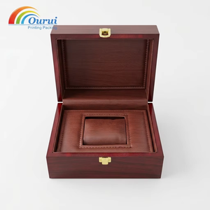 Boîte en bois rouge élégante, directement de l'usine, prête à offrir, conteneur de rangement multifonctionnel pour montres - Product Image 4