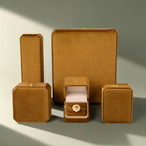 Zebopak Camel Brown Suede Octagon Jewellery <b>Box</b> Set with Ring Necklace Bracelet <b>Christmas</b> Holiday Gift Collection Supplier - Product Image 1