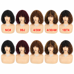 Promotion 53$ Letsfly Perruques bouclées Pixies à franges, densité 280%, 4T30T4, 100% cheveux humains naturels, vente en gros, 14 pouces - Product Image 5