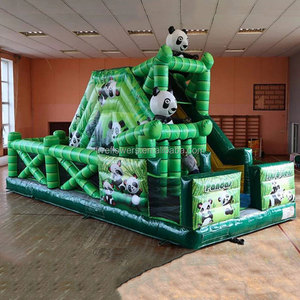 Château gonflable géant Panda World Garden pour enfants, avec toboggan et aire de jeux - Product Image 6