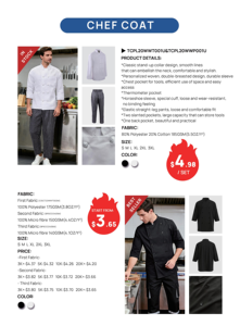 Professionelle Kochuniform mit Langen Ärmeln Kochjacke für Küchenpersonal Restaurant Sushi-Koch Uniform - Product Image 5