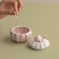 BEST Pot en céramique style nordique, écologique et non toxique, pour le rangement de bijoux, le thé parfumé et comme ornement décoratif (motifs poisson et baleine)