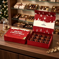 Boîte à chocolat en forme de livre, boîte cadeau magnétique avec fermeture magnétique, boîte à bonbons en papier, emballage personnalisé imprimé pour cadeau de Noël