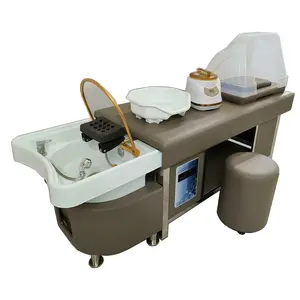Customized Color Modern Steamer Hair Washing Shampoo Chair Hair Salon Washing Chair Bowls Sink With Foot Basin Head And Legs