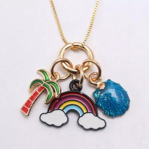 Модные милые детские летние Золотые Длинные ожерелья на цепочке на заказ Мультяшные эмалированные конфеты пчела Радуга маргаритки кулон ожерелья - Product Image 3