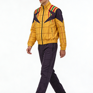 <strong>Men's</strong> Color Block Plaid Track <strong>Suit</strong> Stand Collar Full Zip Jacket Elastic Waist Pants Windproof Lightweight Streetwear Athletic - Product Image 2