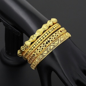 JXX Factory Wholesale Women's <b>24K</b> <b>Gold</b> Plated Agate Geometric Hollow Bangles All-In-Stock Fashion Jewelry - Product Image 1