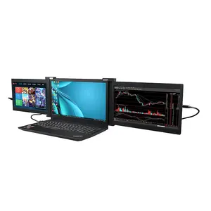 Wholesale foldable monitor loptop-11.6 Dual Triple Portable Extended Laptop Screen Extender Monitor HD 1080P IPS Display USB A/Type-C Power Attachable Foldable