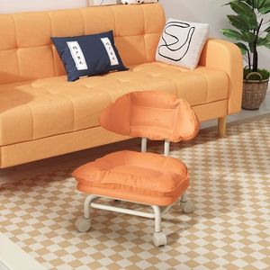Chaise longue avec dossier et roulettes pour enfant, tabouret à coussin doux, mobilier domestique, siège rond avec roulettes - Product Image 4