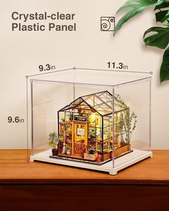 Boîte de présentation en acrylique transparente <span class=keywords><strong>Rolife</strong></span>, pour objets de collection, facile à assembler, avec couvercle anti-poussière, pour bacs de rangement, boîte en plastique empilable, en bois - Product Image 5