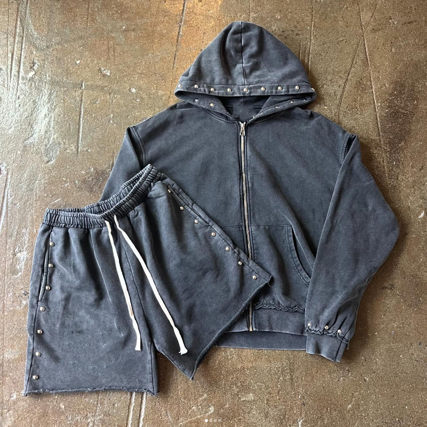 demik zip hoodie shorts パンツのみ ATA NOTHINGNESS エーティーエーナッシングネス｜Frayed Hem