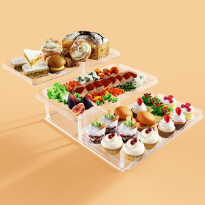 Usine en gros 3 niveaux plateau de service amovible Cupcake Buffet Dessert Risers Stands plateau en acrylique pour les mariages bébé douche - Product Image 1
