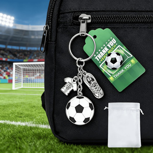 Juego de llaveros de fútbol de metal con LOGO personalizado, tarjeta de regalo y <span class=keywords><strong>bolsa</strong></span> para amantes del fútbol, hombres, mujeres, jugadores de fútbol y aficionados. - Product Image 1