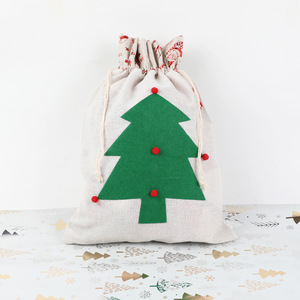 Sac cadeau de Noël en coton écologique avec cordon de serrage OEM, de qualité supérieure, pour le rangement de bonbons de Noël - Product Image 2