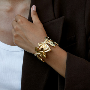 Fashion Cuff Bracelets Bowknot Gold Tone Women's <b>Gift</b> Jewelry Open Design - Product Image 4