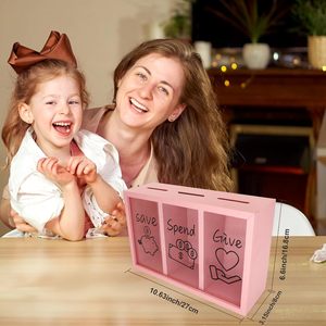 Personalizado Spend Save Give Piggy Bank para niños Money Coin Savings Piggy Bank Jar Box para niños Child Safe Money Saver - Product Image 6