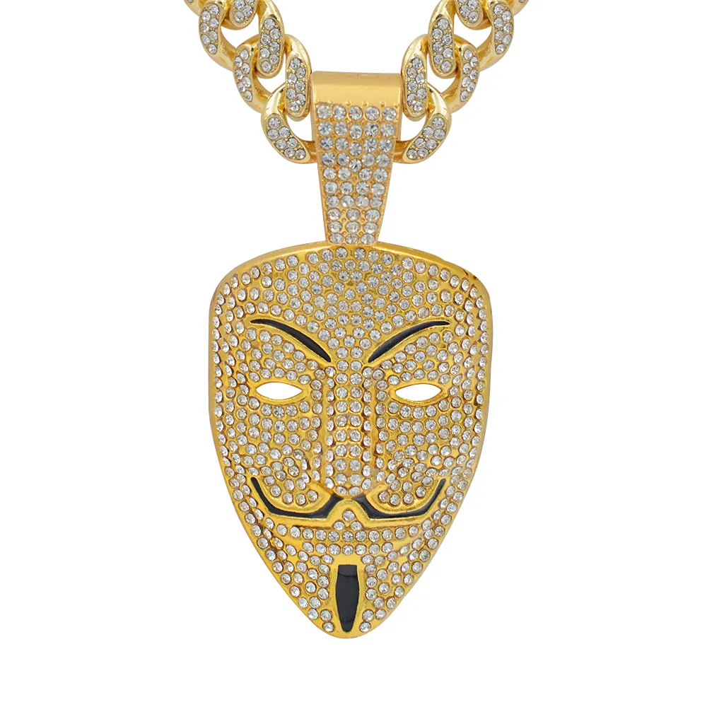 Collier avec pendentif de clown pour Halloween, bijoux, avec personnages de hip hop, en or 18k