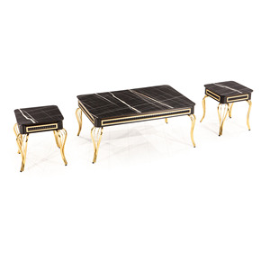 Ensemble de tables basses modernes en marbre avec structure métallique, meubles de salon pour la maison et l'hôtel - Product Image 2