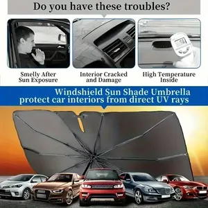 Parasol para coche nuevo 2025, paraguas giratorio con apertura en forma de V para coche, parasol con revestimiento láser, paraguas plegable - Product Image 2