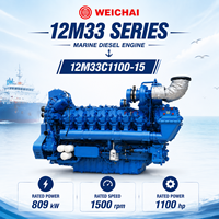 Moteur diesel marin turbocompressé WEICHAI 12M33C1100-15 809 kW 1100 CV 1500 tr/min V12 avec système d'échangeur thermique pour la propulsion marine