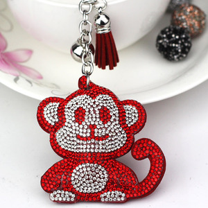 Kim cương khỉ keychain Bling Bling pha lê Rhinestone Mặt dây chuyền dệt kỹ thuật động vật vòng chì<span class=keywords><strong>a</strong></span> khó<span class=keywords><strong>a</strong></span> lợn mô hình quyến rũ Bling Keychain - Product Image 6