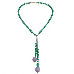 Collier Bohème Unisexe Vert Fait Main en Alliage Perlé avec Cristal et Fermoir Plaqué Or 18K – Bijou Tendance - Product Image 1