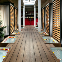 Planches de terrasse WPC carrées, brossées, surface 3D embossée, antidérapantes, imperméables, à emboîtement, garantie 5 ans, pour cour et usages multiples