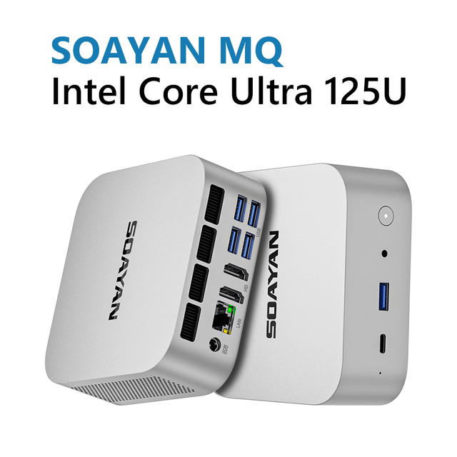 New AI Mini PC Intel Core Ultra 5 125U 12 Core 12GB LPDDR5 512GB NVMe SSD 4K Triple Display WiFi 6E Business Desktop