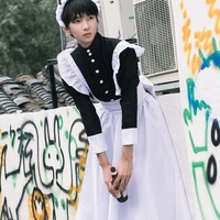 Tenue de Cosplay de Maid Sexy pour Femmes et Hommes-Costume de Robe de Maid Grande Taille avec Bandeau, Robe Uniforme Française pour Amoureux d'Anime