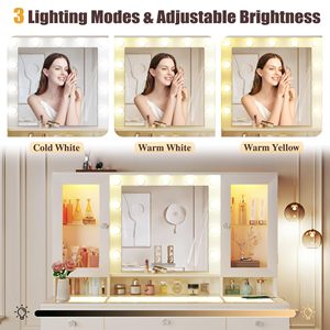 Tavolo da Trucco con Specchio e Luci, 4 Armadietti, Presa di Corrente e 3 Cassetti, Illuminazione a 3 Colori - Product Image 4