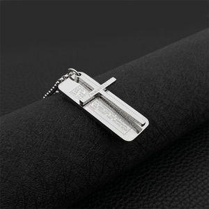 Classic Fashion Custom Smooth Dog Tags Pendant Stainless Steel Cross Enamel <b>Necklace</b> <b>for</b> <b>Men</b> - Product Image 5