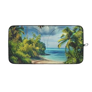 Xiangta ที่บังแดดด้านหน้ากันแดดรถวงกลมสองวงทำจากโพลีเอสเตอร์สีเงินกันแสงยูวีออกแบบโลโก้ได้ตามต้องการ - Product Image 6