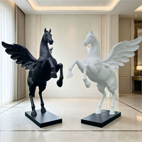 Sculpture d'art animalier en fibre de verre et résine, statue de Pégase cheval ailé, pour la décoration extérieure de places, jardins et paysages urbains
