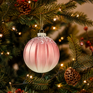 Handcrafted Eco-friendly Vintage <strong>Ball</strong>-Shaped <strong>Matte</strong> Pink Glass Ornament for Elegant Holiday and Christmas Displays - Product Image 6