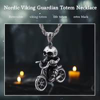 Offre Spéciale à la mode Punk Style 316L acier inoxydable crâne moto pendentif 18k plaqué or Soul Chariot hommes Rock collier