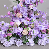 Nouvel Arrangement Floral Artificiel en Corne de Bœuf Violette, Longue Rangée pour Décoration de Mariage, Option Support Incluse, Modèle 121