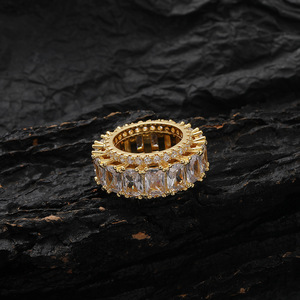 Trapezoidal Full Zircon <b>Ring</b> Double Layer, Male and Female <b>Couples</b> Simple <b>Ring</b> Personality - Product Image 1