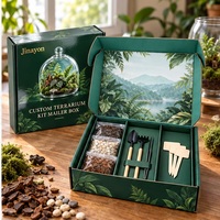Boîte d'expédition pliable en carton personnalisée avec doublure en mousse brillante pour kit terrarium, emballage pour coffret cadeau bougie e-commerce